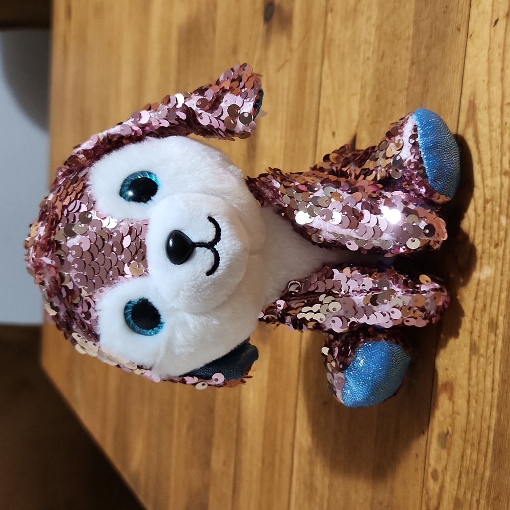 BLING! HIPPITY PINK SEQUIN DOG PLUSH 6.5" TALL Like New!